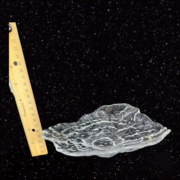 SHIRALEAH Beaux Arts Glass Clear Textured Bowl Dish Centerpiece W Sticker Turkey - Picture 7 of 14